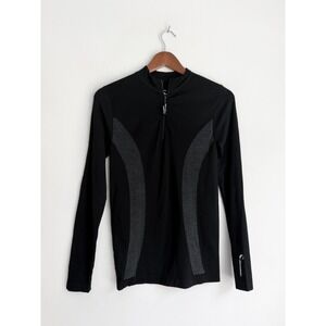 Climawear Womens Quarter Zip Performance Top Black Long Sleeve Athletic S/M